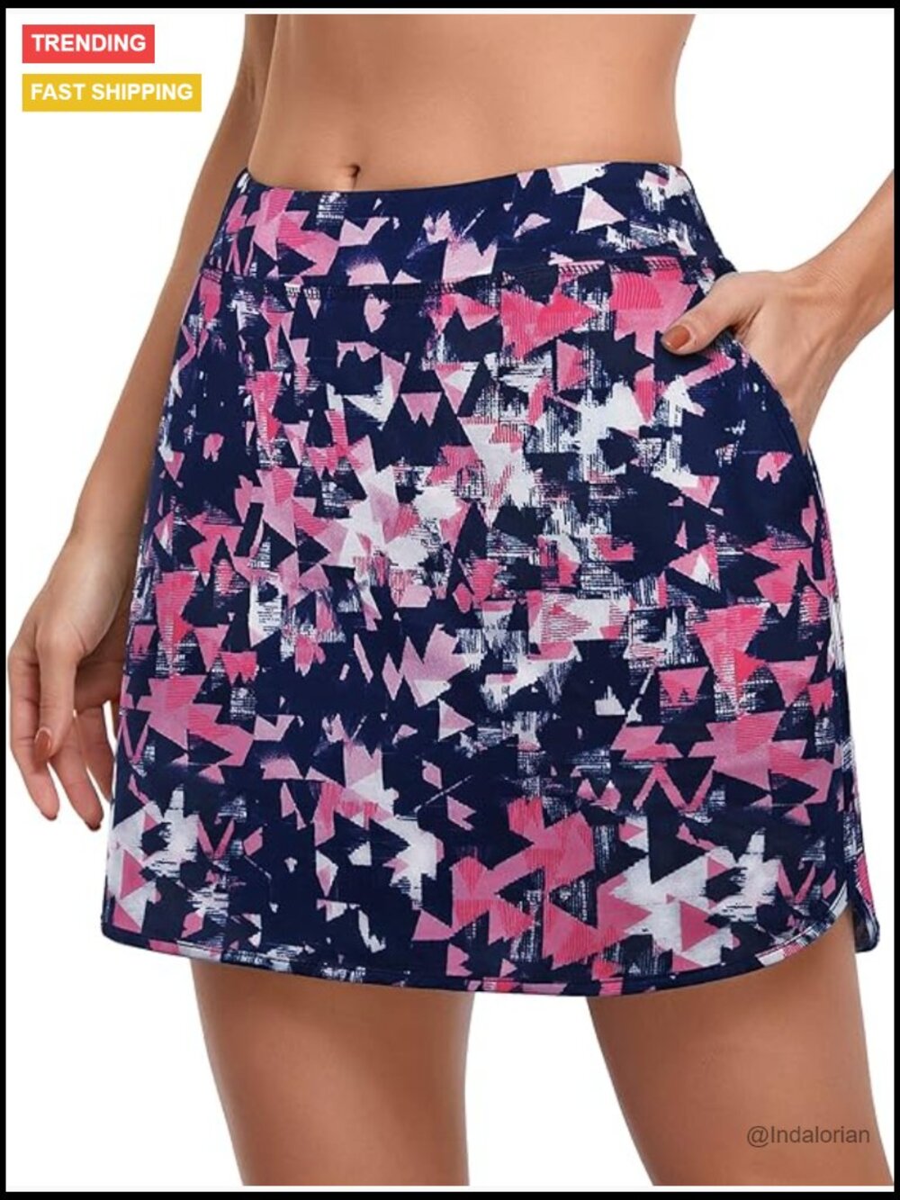 UPF 50+ Athletic Skort with Pockets, High Waist, Drawstring Closure